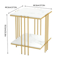 Table d'appoint à plateau en marbre 2 niveaux Carré Tables de bout d'appoint
