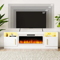 Bossin Meuble TV avec foyer 70 avec foyer électrique 36, meuble TV pour téléviseurs jusqu'à 80, LED 16 couleurs/meuble de divertissement