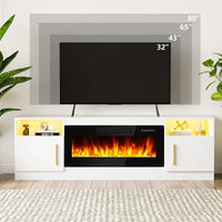 Bossin Meuble TV avec foyer 70 avec foyer électrique 36, meuble TV pour téléviseurs jusqu'à 80, LED 16 couleurs/meuble de divertissement