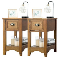 Gymax Lot de 2 Tables d'appoint Contemporaines Compactes avec Tiroir - 13" X 22" X 23" (L x l x H)