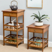 Table d'appoint en bois massif avec rangement