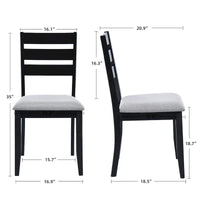 Ensembles de salle à manger 5 pièces en bois massif 47L (1 table + 4 chaises à dossier à lattes)