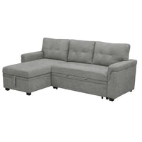 Canapé sectionnel convertible réversible avec lit escamotable, méridienne de rangement dissimulée et pieds durables
