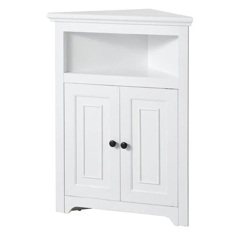 Meuble d'angle 32 avec 2 portes et étagères réglables pour rangement domestique - 25,4 x 12,8 x 33,3 po