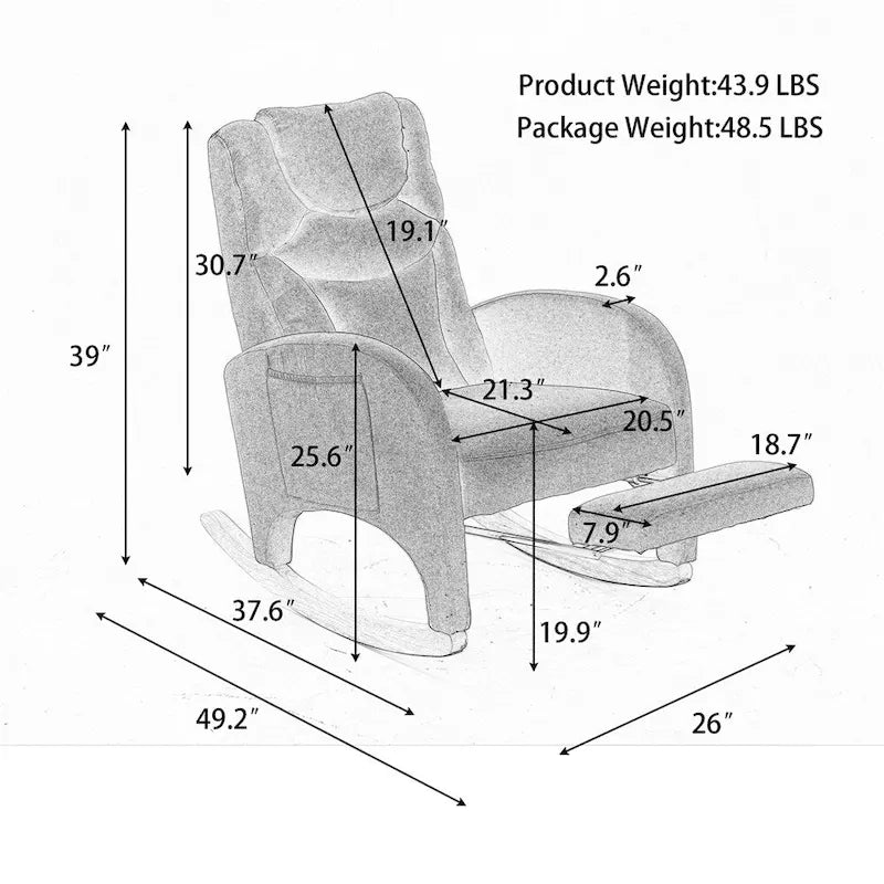 Fauteuil à Bascule d'Allaitement Ergonomique en Tissu avec Repose-Pieds Réglable
