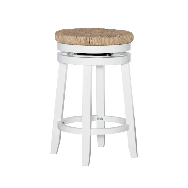 Tabouret de comptoir pivotant sans dossier Maya avec assise en jonc de mer