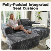 HOOOWOOO Canapé d'angle moderne en peluche avec pouf amovible