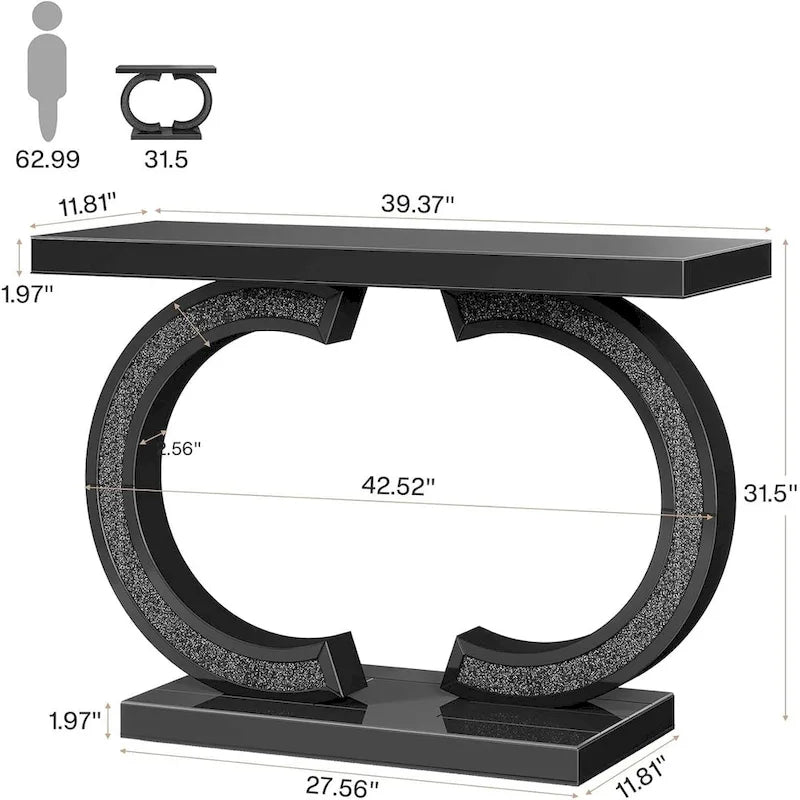 Console argentée, 39 table d'entrée à miroir pour entrée
