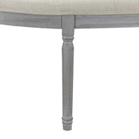 Banc rembourré capitonné beige avec pieds en bois - 55L x 20H