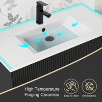 Wavy Line Ensemble meuble-lavabo de salle de bain 30/36/48 avec vasque & robinet