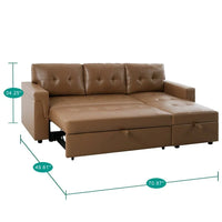 Canapé sectionnel réversible avec lit escamotable, méridienne de rangement dissimulée, pieds durables,