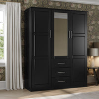 Palace Imports Armoire-penderie Cosmo 3 portes 100% bois massif avec portes en bois massif ou miroir