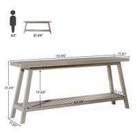 Table console de ferme de 70,9 pouces à 2 niveaux, étroite et longue, à placer derrière le canapé