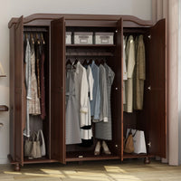 Palace Imports Armoire-penderie Kyle 4 portes 100% bois massif avec portes en bois massif ou miroir