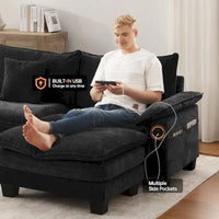 Ensembles de meubles de salon, Canapé modulaire sectionnel avec pouf pour salon, Canapé-lit convertible