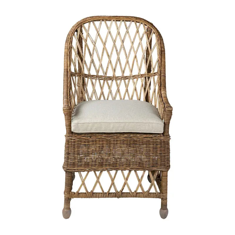 Bayside Chaise de salle à manger curviligne en rotin rembourrée par East at Main - 22x23x39