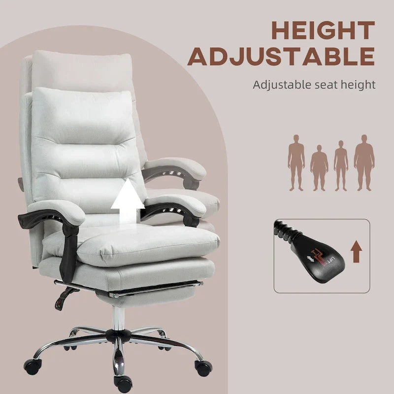 Vinsetto Chaise de bureau de massage inclinable chauffante à vibration en microfibre
