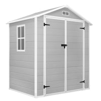 Abri de rangement extérieur en résine tout temps 6 pi x 4 pi/6 pi x 8 pi/8 pi x 6 pi/8 pi x 10 pi avec plancher, abri à outils Spire