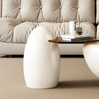 Table basse gigogne 42 moderne ronde blanc crème, 2 pièces pour le salon - 62