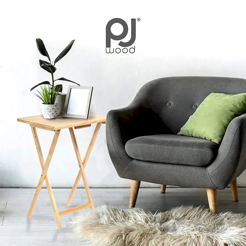 PJ Wood tables plateaux TV pliantes avec support de rangement compact, espresso, ensemble de 5 pieces - 36,38
