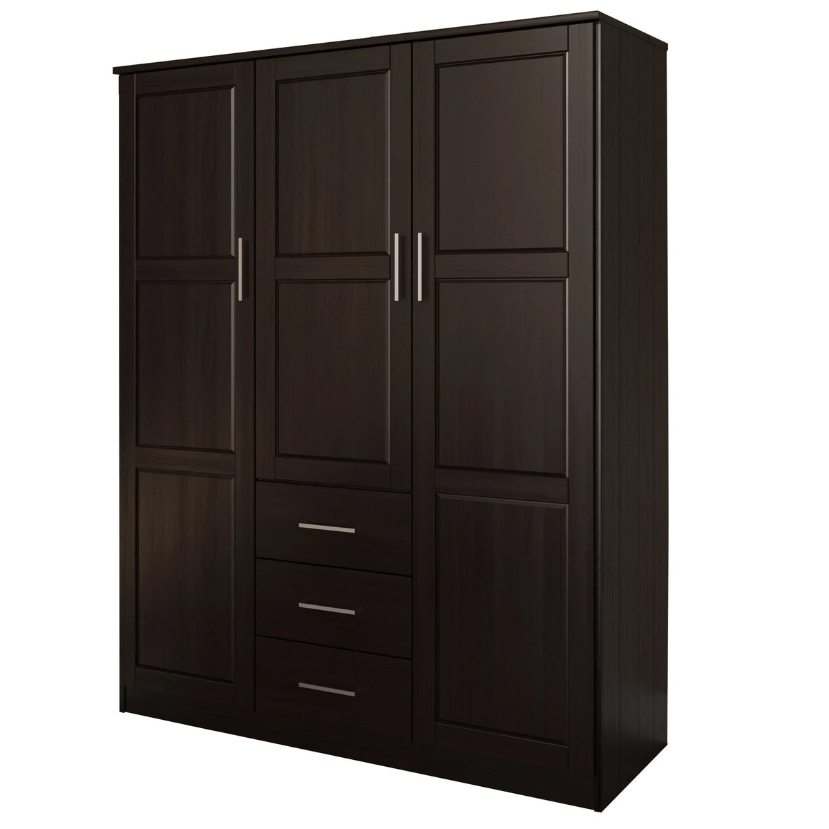 Palace Imports Armoire-penderie Cosmo 3 portes 100% bois massif avec portes en bois massif ou miroir