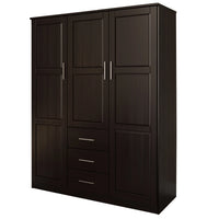 Palace Imports Armoire-penderie Cosmo 3 portes 100% bois massif avec portes en bois massif ou miroir