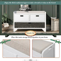 Banc de rangement en bois avec 2 paniers tressés par Harper&Bright Designs