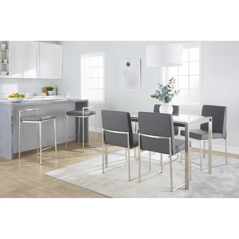 Tabouret de comptoir Silver Orchid Forrest en acier inoxydable empilable et entièrement soudé (lot de 2)