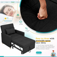 AECOJOY - Fauteuil convertible 3 en 1 avec coussin et dossier inclinable