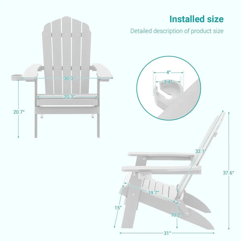 Bonosuki Lot de 2 chaises pliantes Adirondack pour patio et brasero