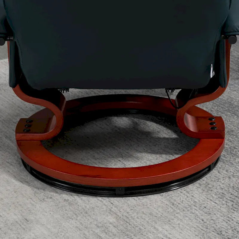 Fauteuil Inclinable HomCom en Similicuir Réglable Manuel à Base Pivotante avec Repose-Pieds Confortable et Relaxant