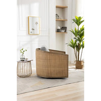 Fauteuil pivotant, fauteuil d'appoint rond confortable, fauteuil club pivotant à 360 degrés, fauteuil de loisirs avec cadre en rotin tressé