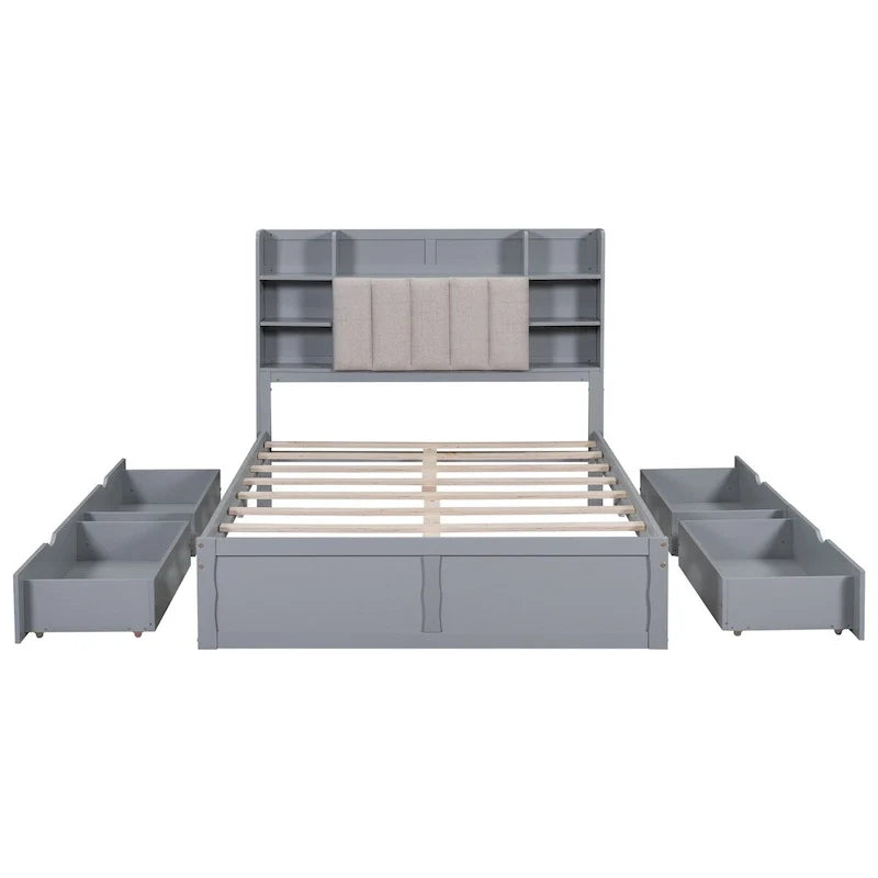 Cadre de lit avec 4 tiroirs de rangement portables sous le lit