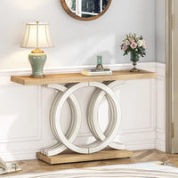 Console de style vintage avec base géométrique, table de couloir en bois