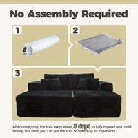 HOOOWOOO Canapé d'angle moderne en peluche avec pouf amovible