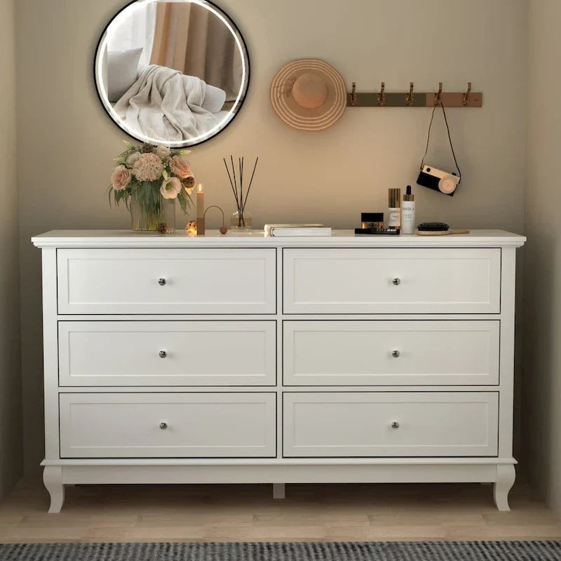 Commode de chambre à coucher en bois à 6 tiroirs profonds