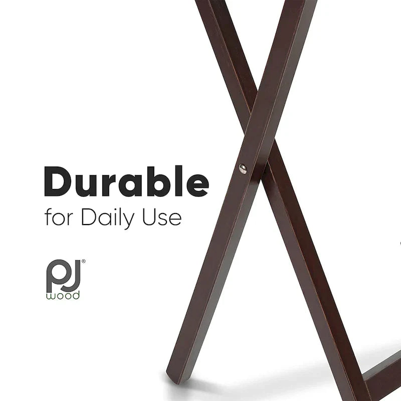 PJ Wood tables plateaux TV pliantes avec support de rangement compact, espresso, ensemble de 5 pieces - 36,38