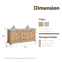 Hervas Meuble-lavabo avec dessus en marbre naturel sans miroir