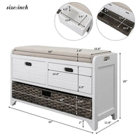 Banc de rangement en bois avec 2 paniers tressés par Harper&Bright Designs