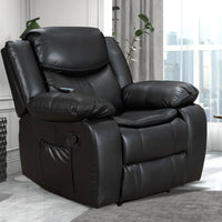 Fauteuil inclinable de massage et chaleur en cuir durable à assise large