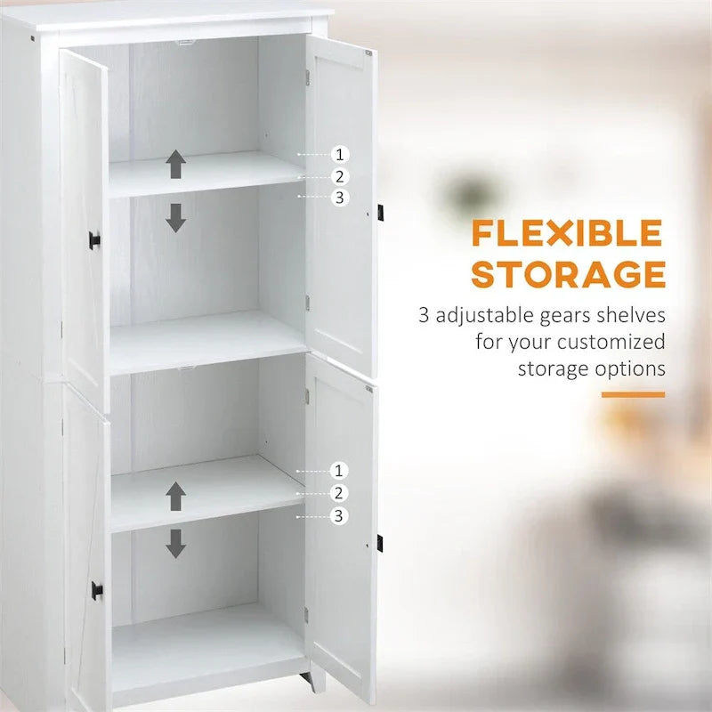 Meuble de Rangement de Cuisine Autoportant avec Portes et Étagères Réglables - S/O