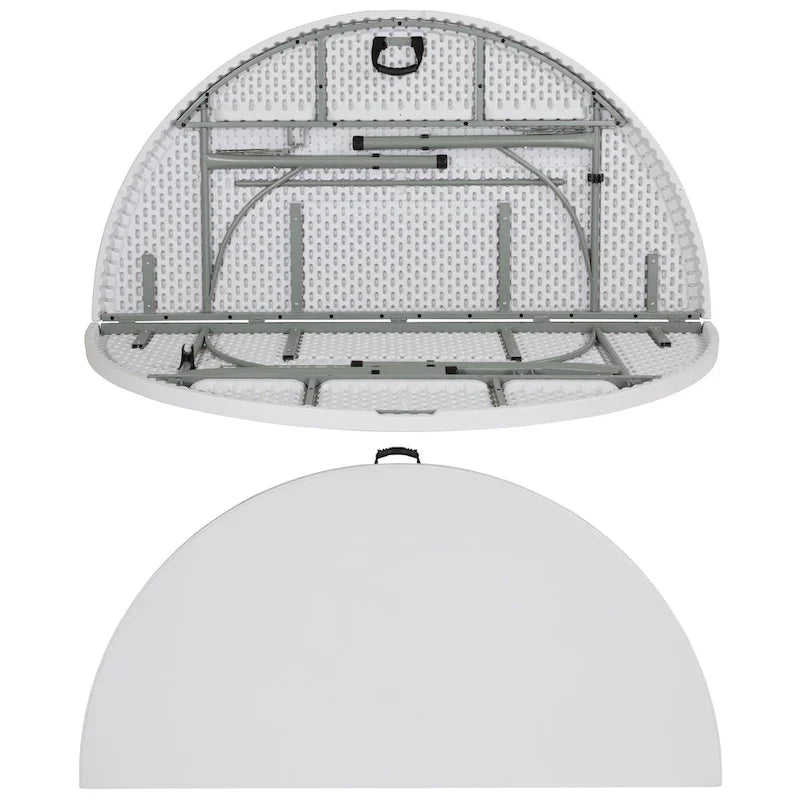 Table pliante d'événement ronde en plastique pliable en deux de 6 pieds avec poignée