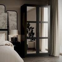 Palace Imports Armoire Urbaine 2 Portes 100% Bois Massif avec Portes Pleines et Miroirs