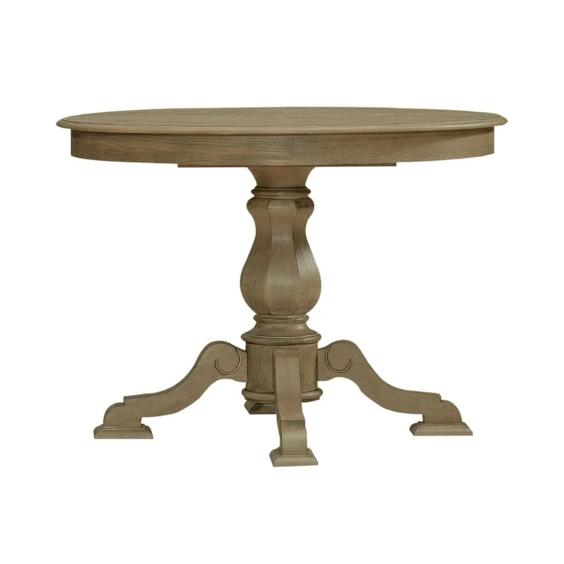 Table à dîner ronde sur pied Magnolia Manor avec rallonges escamotables - 2 finitions