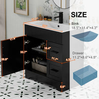Wavy Line Ensemble meuble-lavabo de salle de bain 30/36/48 avec vasque & robinet