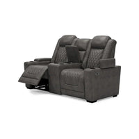 Signature Design by Ashley HyllMont Causeuse inclinable électrique grise avec console - 71.75 L x 39 P x 44 H