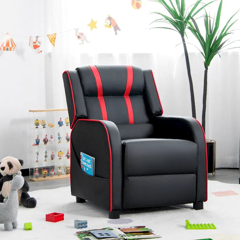 Fauteuil Inclinable Enfant Gymax Ergonomique en Cuir avec Repose-Pieds