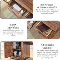 Bureau de direction 60 style ferme, bureau à domicile en bois, bureau informatique