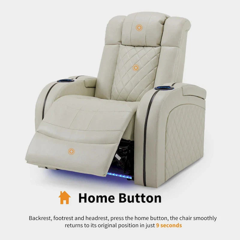 MCombo Fauteuil inclinable électrique avec appui-tête réglable, siège de home cinéma double moteur avec port USB, cuir respirant HTS411