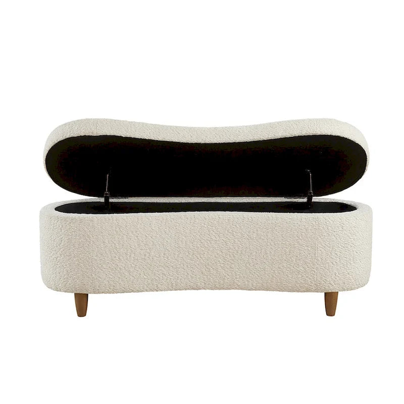 INK+IVY Bailey banc de rangement en bouclette taupe à dessus basculant